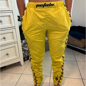 Yellow windbreaker style sweatpants